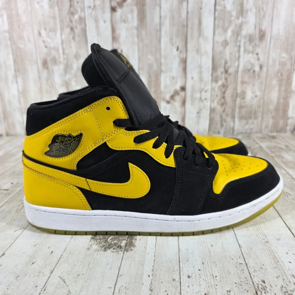 Nike Air Jordan 1 Mid Yellow Ochre Black Mens Sneakers HJ6654-071 Size 12